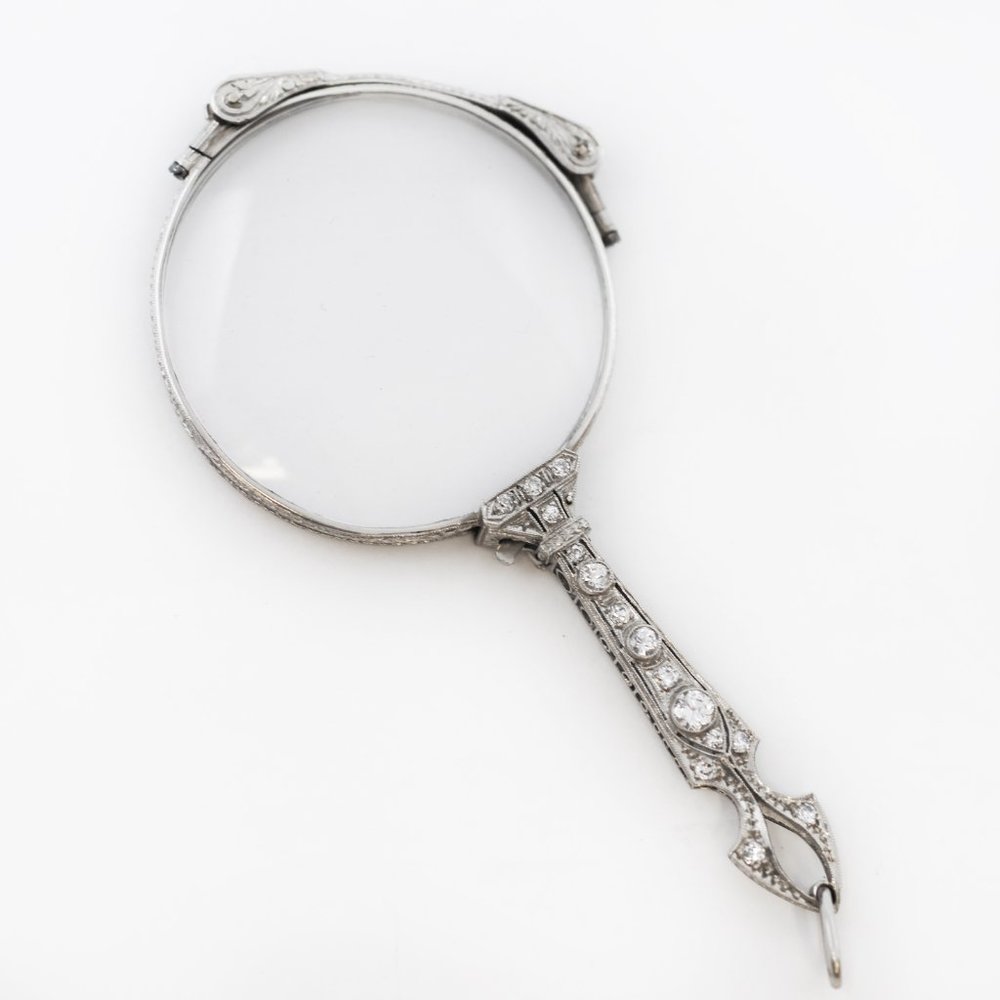 ART DECO Platinum Diamond Lorgnette Opera Glasses - Picture 2 of 5